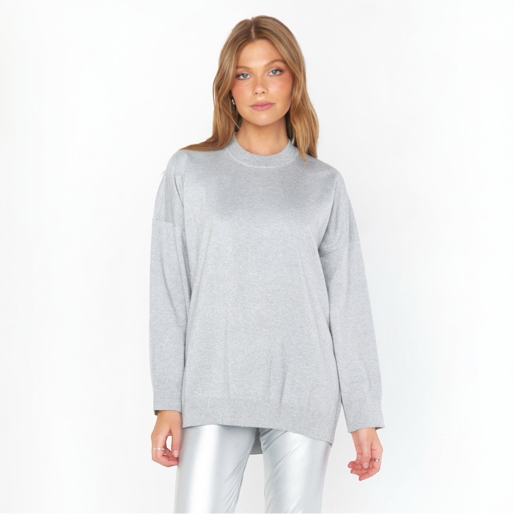 Show Me Your MuMu • Classic Silver Metallic Knit Crewneck Sweater